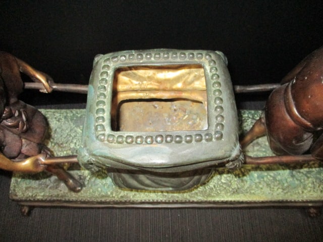 Vintage Bronzed Orientalist Figural Palanquin Form Jardiniere Planter - 3
