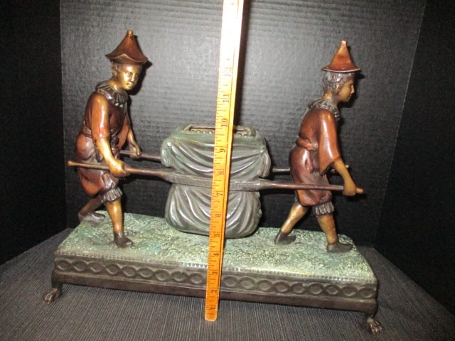 Vintage Bronzed Orientalist Figural Palanquin Form Jardiniere Planter - 5