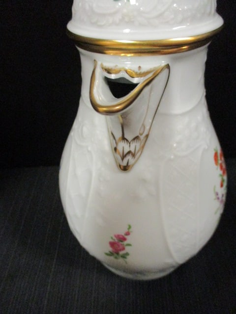 Vintage Miesen Handpainted Porcelain Coffee Pot with Flora Designs - 5