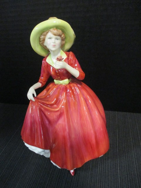 1991 Royal Doulton Hand Decorated Bone China "A Single Red Rose" Figure: 8 1/2"h, HN 3376
