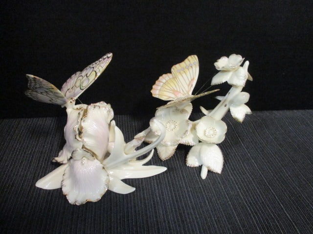 Two Lenox "Whisper of Spring" Porcelain Butterfly Figurines: 3 3/4"h, 4"h