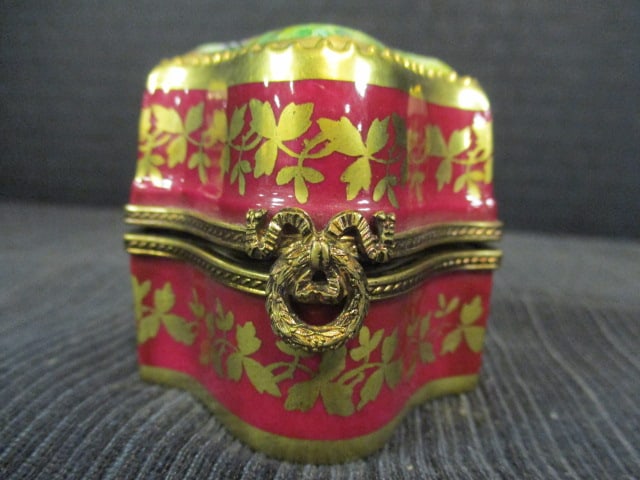 Vintage Parry Vieille Limoges France Handpainted Perfume Caddy with 3 Scent Bottles - 3