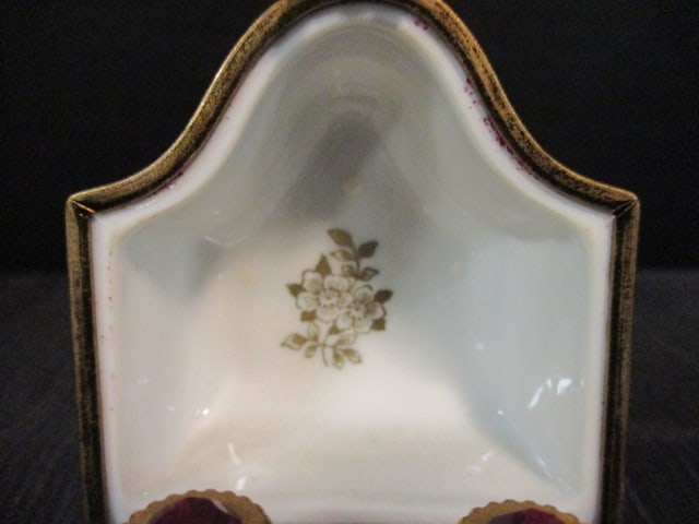 Vintage Parry Vieille Limoges France Handpainted Perfume Caddy with 3 Scent Bottles - 5