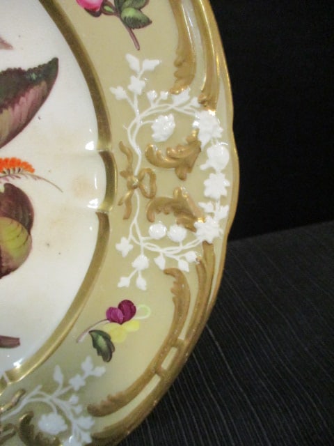 Antique Handpainted Porcelain Fruit and Flora Plate with Easel Stand - 2