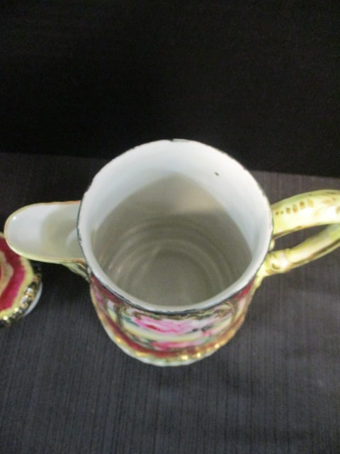 Antique Handpainted Porcelain Flora Design with Gilt Accents Coffee Pot - 4