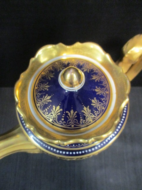 Antique Handpainted Dresden Victorian Courting Landscape Scene Porcelain Coffee Pot - 5