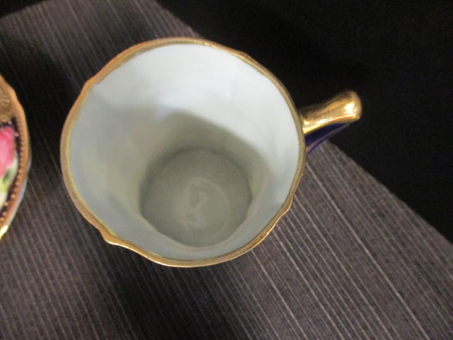Antique Handpainted Nippon Cobalt and Gilt Porcelain Chocolate Pot Set with Flora Motif - 6