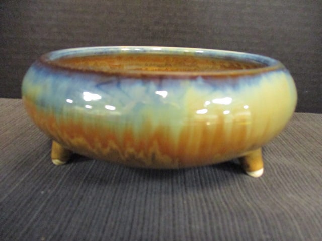 2006 Signed Studio Pottery Footed Drip Glaze Bowl: 7 3/4"dia x 3 1/4"