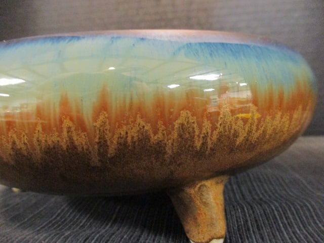 2006 Signed Studio Pottery Footed Drip Glaze Bowl - 3
