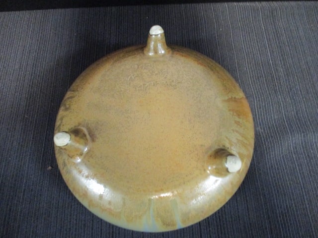 2006 Signed Studio Pottery Footed Drip Glaze Bowl - 4