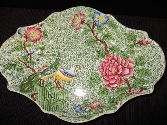 Antique Copeland Late Spode Aesthetic Movement Polychrome Transferware Scalloped Dish - 2