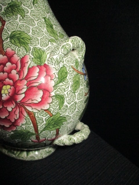 Set of Antique Copeland Late Spode Aesthetic Movement Polychrome Transferware Lidded Urn Vase - 4