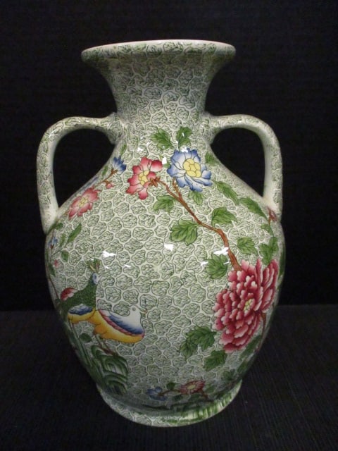 Antique Copeland Late Spode Aesthetic Movement Polychrome Transferware Vase (1 of 4)