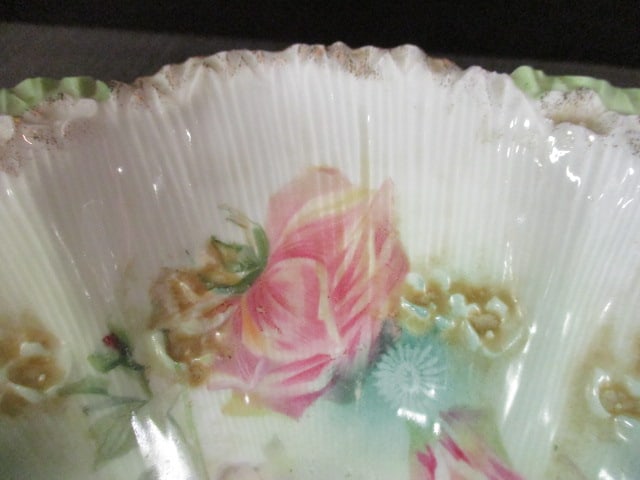 Antique RS Prussia Handpainted Porcelain Scalloped Edge Bowl - 4
