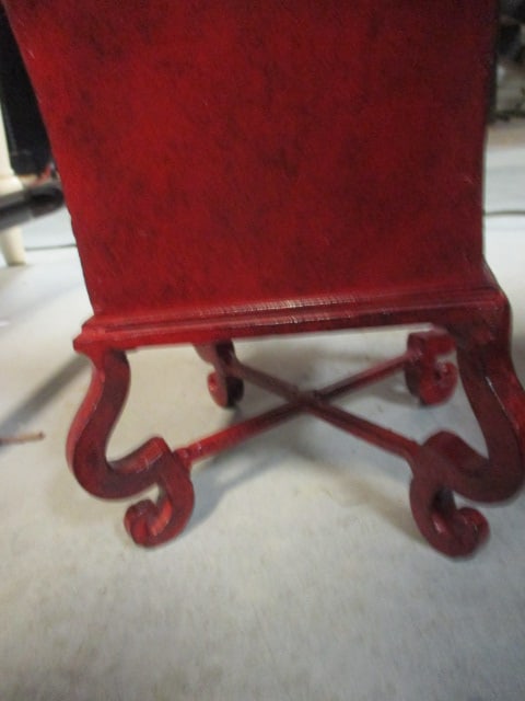 Red Footed Metal Planter with Chinese Symbol and Ring Handles - 2