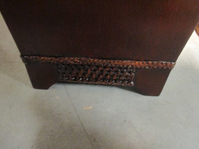 Asian Inspired Wood and Woven Panel Flared Side Wastebasket/Umbrella Stand - 3