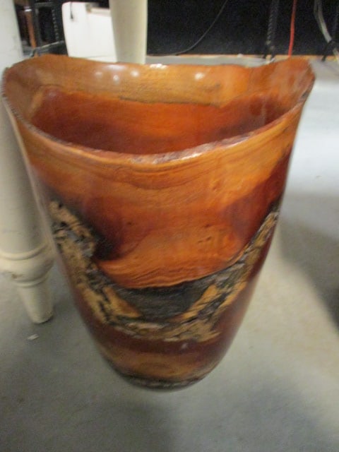 Artisan Jack Shelton Signed and Numbered Cuban Mahogany Hand Turned Vessel: 10"dia x 14"h, Local Pickup Only