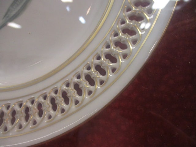 Set of Four Mottahedeh Fine Porcelain Lace Butterfly Dessert Plates Mounted - 4