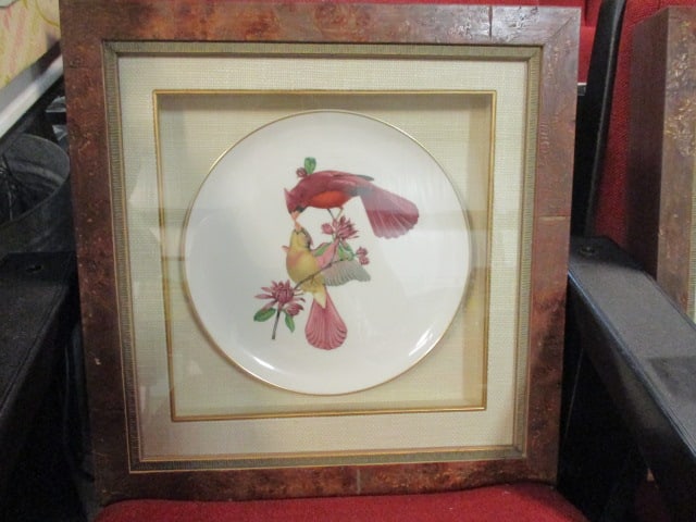 Syracuse China "American Song Birds" Series Chargers Mounted Under Glass in Shadow Box Frames - 2