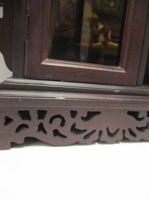Vintage Gothic Revival Style Miniature Glass Front Display Cabinet with Fretwork - 2