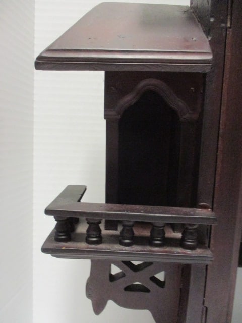 Vintage Gothic Revival Style Miniature Glass Front Display Cabinet with Fretwork - 3