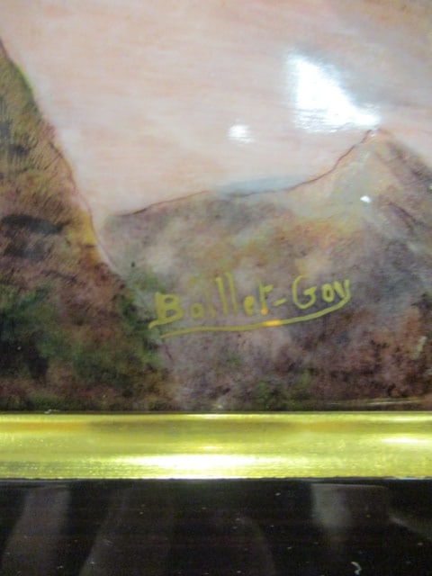 Baillet-Goy Signed Enamel on Copper Autumn Pastoral Landscape on Convex Form - 4
