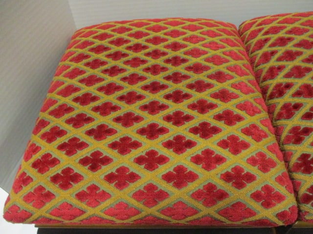 Pair of Brunschwig & Fils Regency Revival Upholstered Footstools with Turned Bee Hive Feet - 3