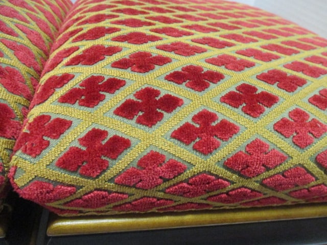 Pair of Brunschwig & Fils Regency Revival Upholstered Footstools with Turned Bee Hive Feet - 4