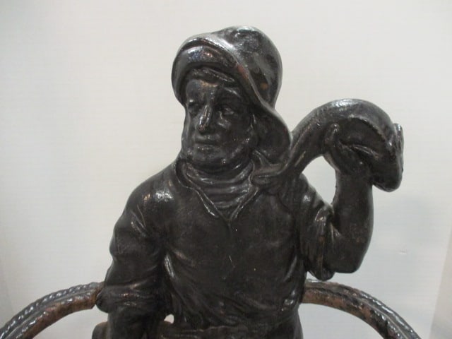Antique 1840 Scottish Cast Iron Nautical Fisherman Figural Umbrella Stand - 2