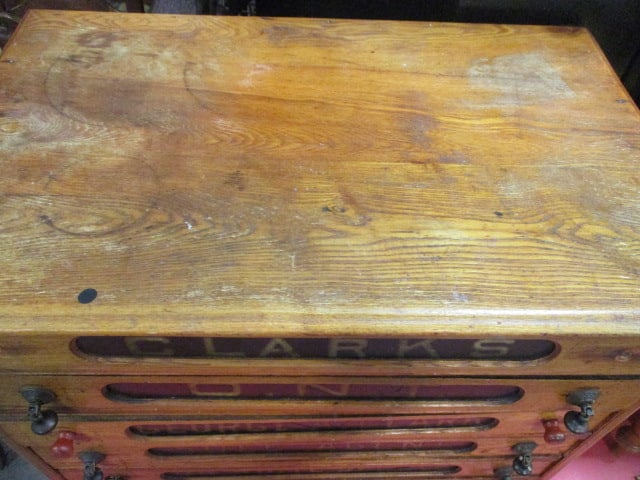 Antique Clark's Oak General Store 6 Drawer Thread Spool Cabinet - 2