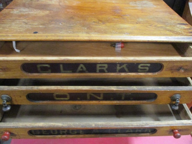 Antique Clark's Oak General Store 6 Drawer Thread Spool Cabinet - 4