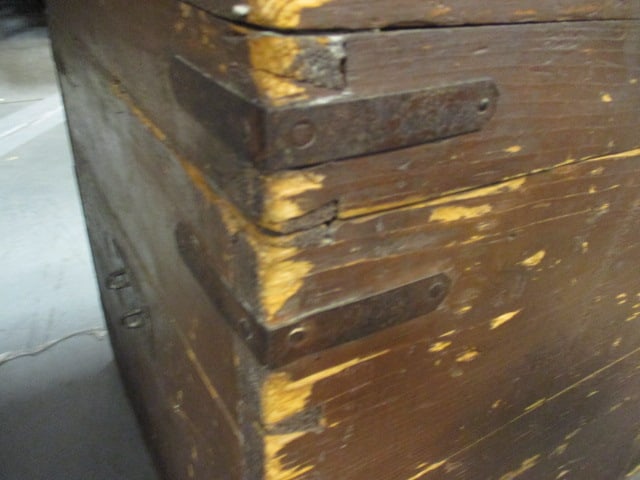 Rustic Wood Trunk with Iron Straps - 3
