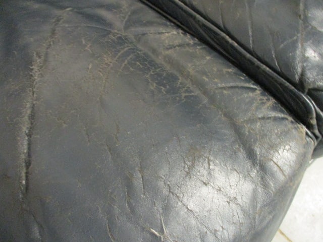 Leathercraft Tufted Back Navy Blue Leather Rolled Arm Sofa with Nail Heads - 4