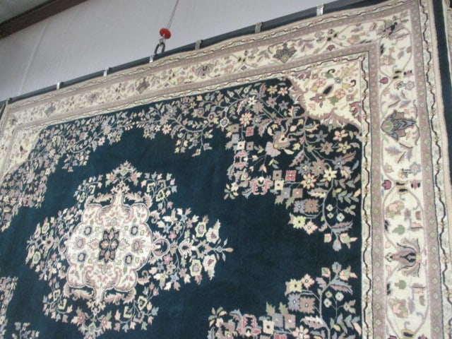 Green/Ivory Border Floral Center Medallion Wool Area Rug - 5