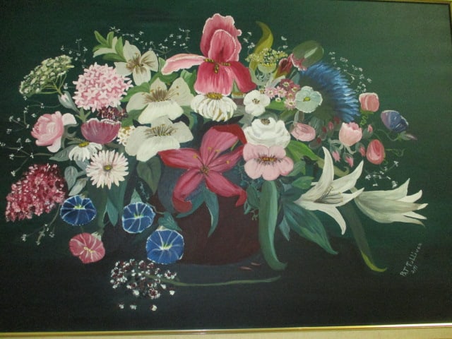 Pat Tolliver Signed Original Floral Still Life Canvas Painting - 2