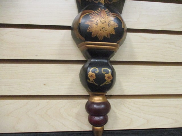 Pair of Neoclassical Design Ceramic Wall Pockets with Artificial Greenery - 4