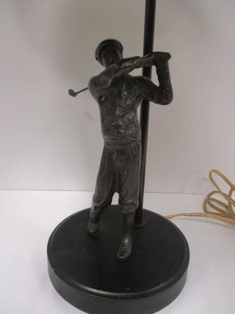 Bronzed 1930's Style Golfer Figural Accent Lamp - 2