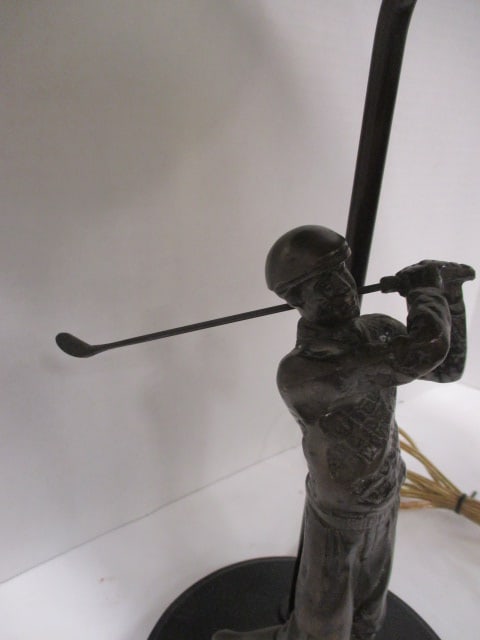 Bronzed 1930's Style Golfer Figural Accent Lamp - 3