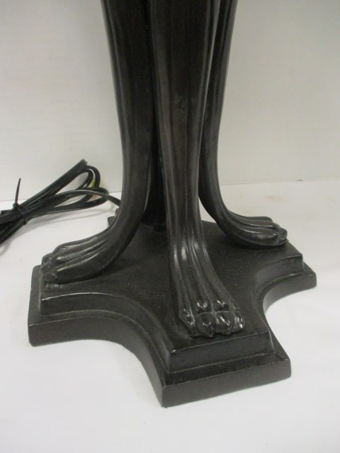 Stylized Moth Motif Stained Glass Style Table Lamp - 3