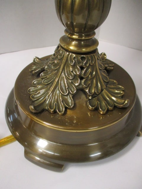Pair of Neoclassical Revival Style Marble and Brass Table Lamps with Acanthus Leaf Accents - 2