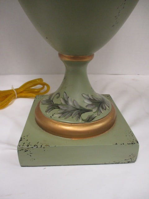 Hand Decorated Urn Table Lamp with Gold Gilt Accents - 2