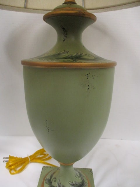 Hand Decorated Urn Table Lamp with Gold Gilt Accents - 3