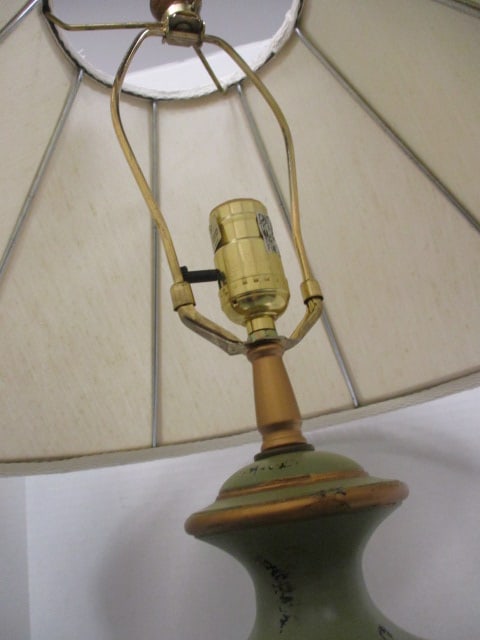 Hand Decorated Urn Table Lamp with Gold Gilt Accents - 4