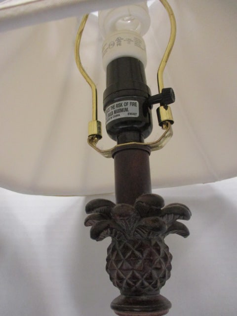 Pair of Sculpted Bronzed Pineapple Buffet Lamps - 4