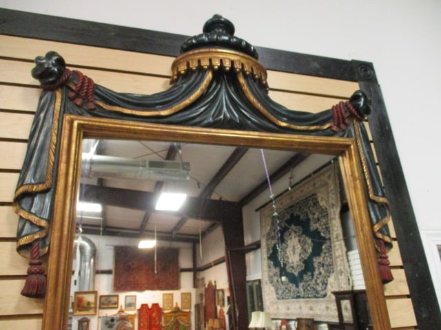Vintage Italian Chelini Giovannini Neoclassical/Empire Revival Carved and Painted Wall Mirror with - 2