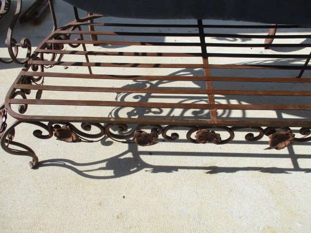 Ornate Wrought Iron Mediterranean Tuscan Style Settee with Upholstered Seat/Back Cushions - 7