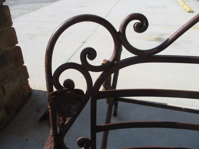 Ornate Wrought Iron Mediterranean Tuscan Style Settee with Upholstered Seat/Back Cushions - 9