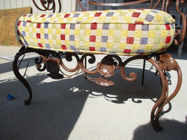 Pair of Ornate Wrought Iron Mediterranean Tuscan Style Chairs with Upholstered Seat/Back Cushions - 12