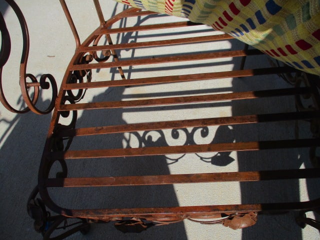 Pair of Ornate Wrought Iron Mediterranean Tuscan Style Chairs with Upholstered Seat/Back Cushions - 8