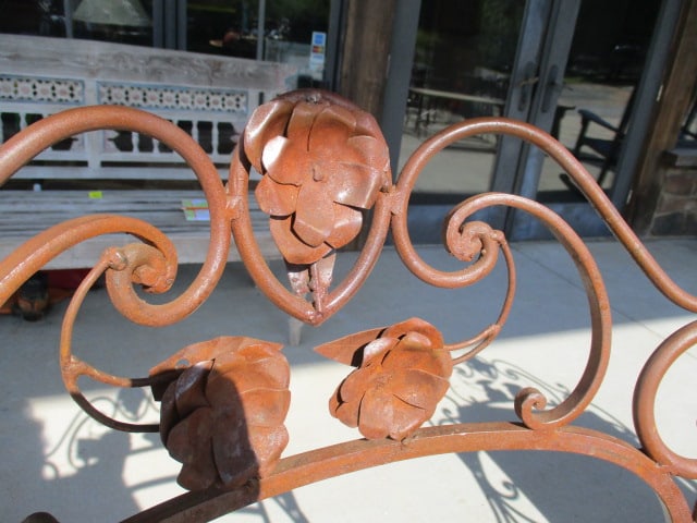Pair of Ornate Wrought Iron Mediterranean Tuscan Style Chairs with Upholstered Seat/Back Cushions - 9